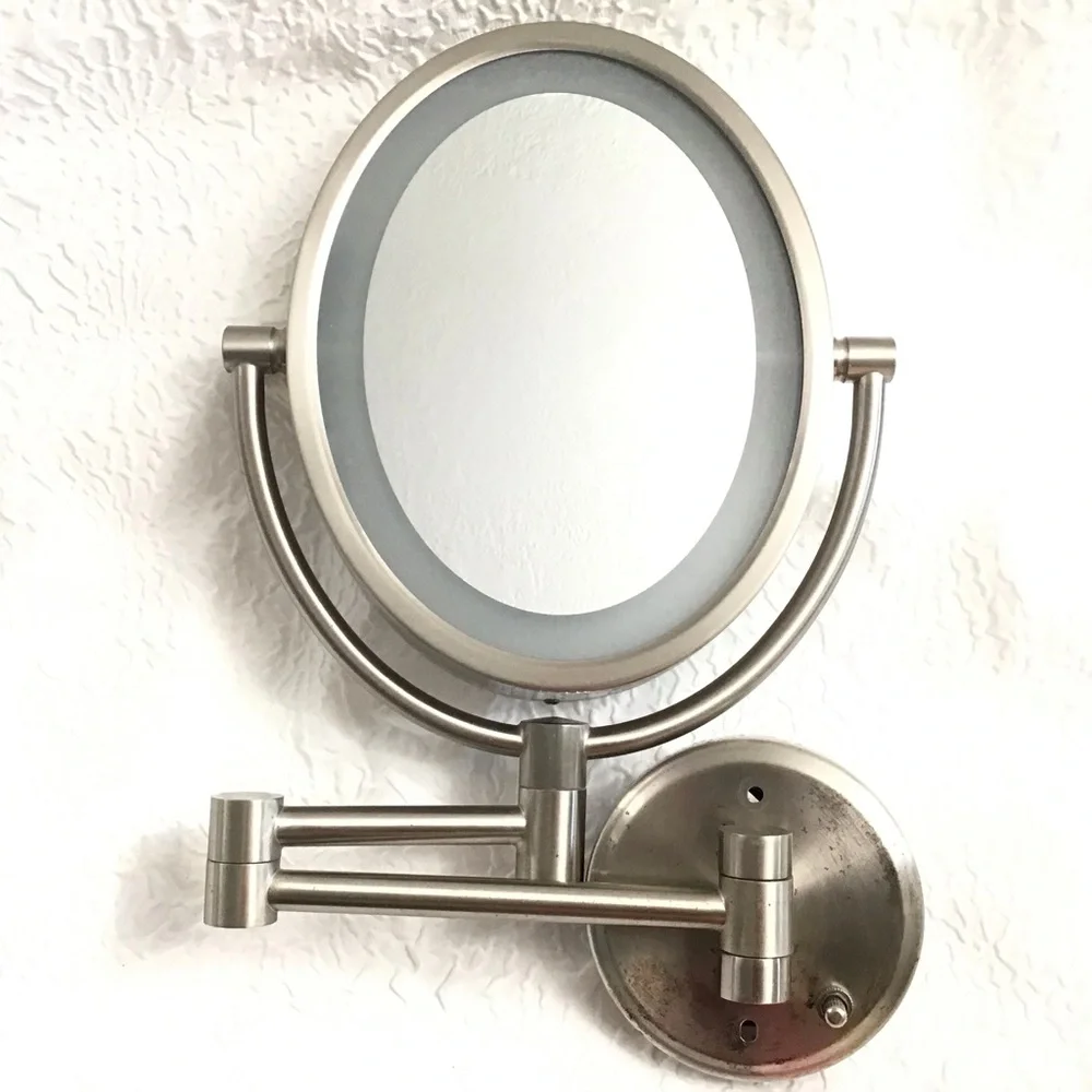 JERDON LED Lighted Wall Mounted Makeup Mirror 10X - 1X Magnifying Mirror